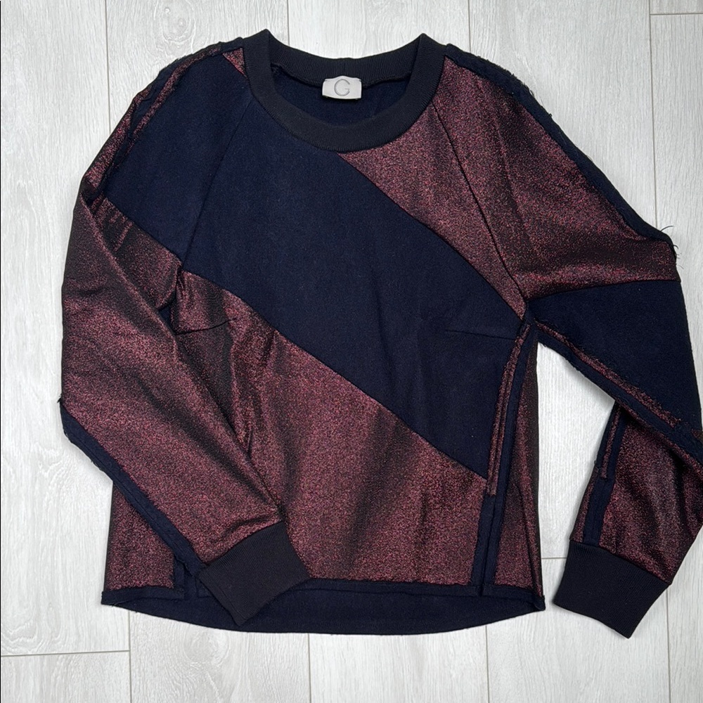Black and Burgundy Long Sleeve Top
